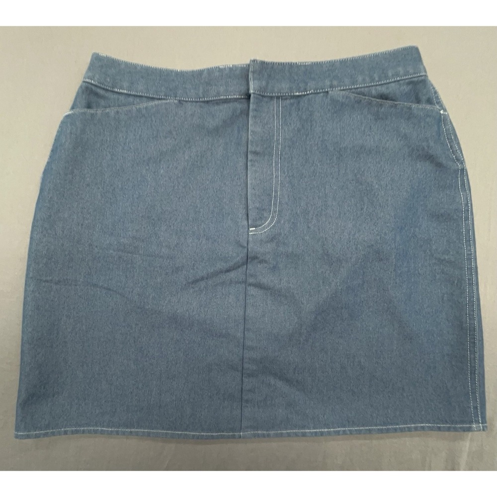 Banana Republic Mini Skirt 10 Blue Chambray Denim Cotton‎ Stretch Pockets Casual